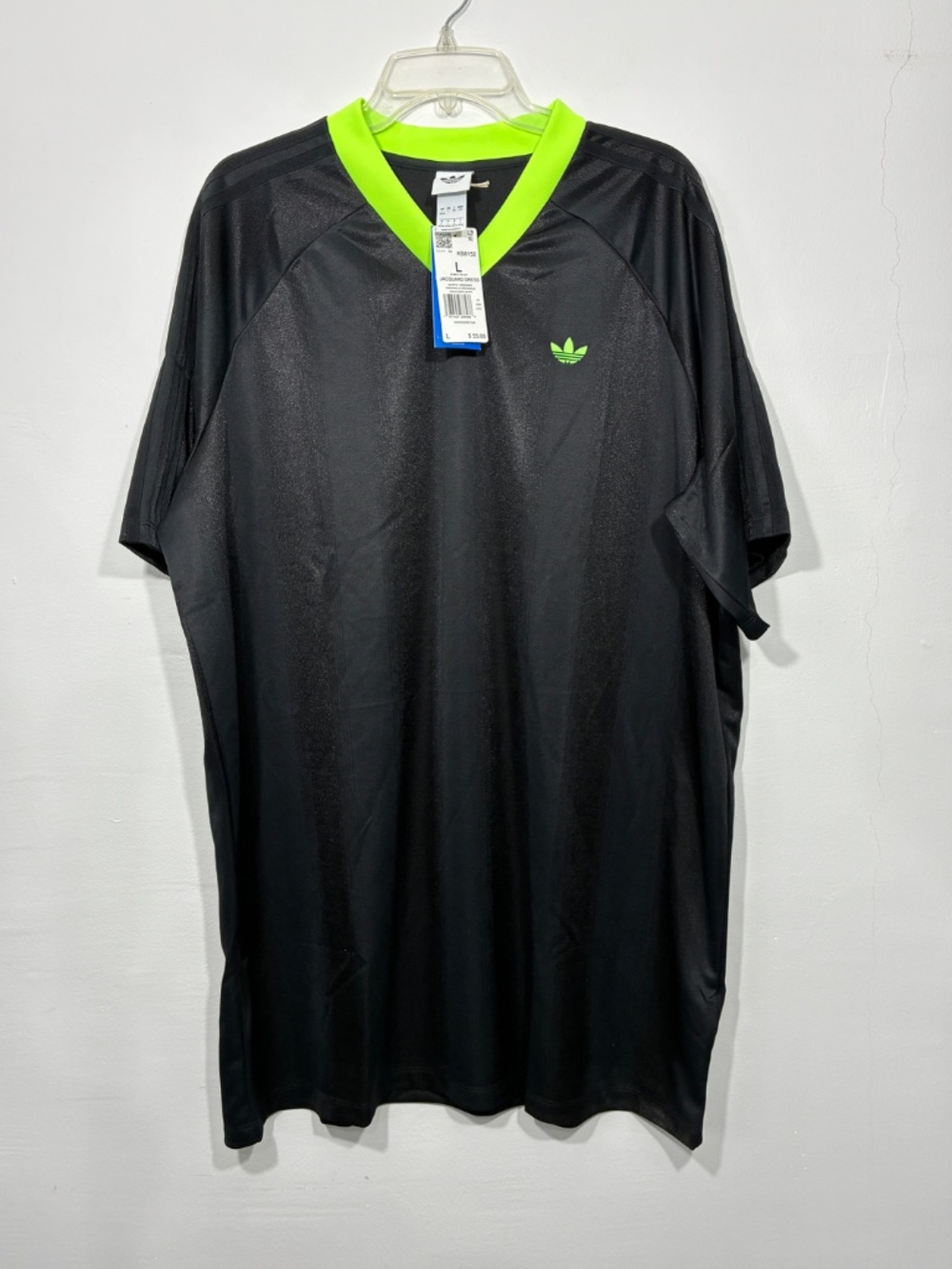 adidas Originals Large Soccer Jacquard Oversize Mini Dress Black Green KB8152 - Picture 6 of 11